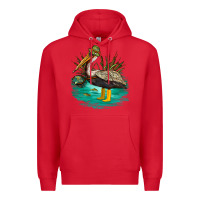 Red fishing pelican camp Premium Hoodie - NancyCooperArtShop