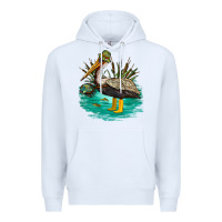 White fishing pelican camp Premium Hoodie - NancyCooperArtShop