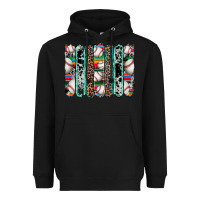 Black baseball serape cowhide turquoise leopard glitter  brushstrokes Heavyweight Hoodie - Artiststas