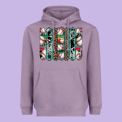 Baseball Serape Cowhide Turquoise Leopard Glitter  Brushstrokes Heavyweight Hoodie Designed By Artiststas