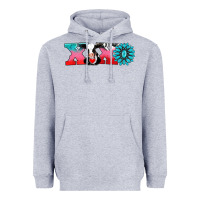 Heather Grey xoxo with cow Heavyweight Hoodie - AdoDesignShop