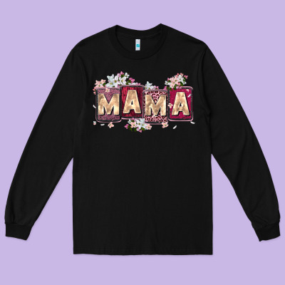 Mama With License Letters Long Sleeve Tee Designed By Zillion Design Studio