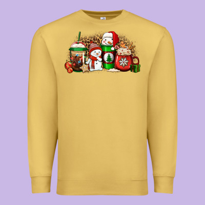 Christmas Snow Coffee Cups Premium Sweatshirt Designed By Jasminsmagicworld