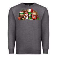 Charcoal Heather Christmas snow coffee cups Premium Sweatshirt - Jasminsmagicworld