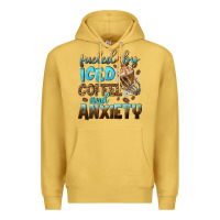Antique Gold fueled by iced coffee and anxiety Premium Hoodie - NancyCooperArtShop