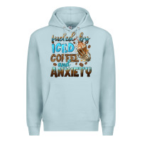 Blue Mist fueled by iced coffee and anxiety Premium Hoodie - NancyCooperArtShop