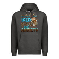 Charcoal Heather fueled by iced coffee and anxiety Premium Hoodie - NancyCooperArtShop