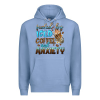 Colony Blue fueled by iced coffee and anxiety Premium Hoodie - NancyCooperArtShop