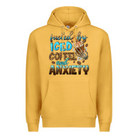 Mustard fueled by iced coffee and anxiety Premium Hoodie - NancyCooperArtShop