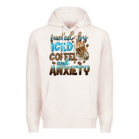 Pale Pink fueled by iced coffee and anxiety Premium Hoodie - NancyCooperArtShop