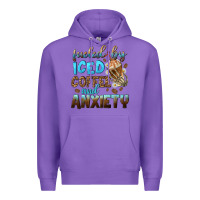 Purple fueled by iced coffee and anxiety Premium Hoodie - NancyCooperArtShop