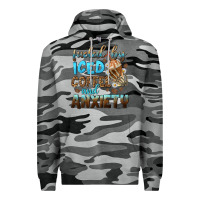 Slate Camo fueled by iced coffee and anxiety Premium Hoodie - NancyCooperArtShop
