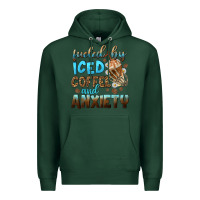 Sports Green fueled by iced coffee and anxiety Premium Hoodie - NancyCooperArtShop