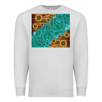 Dove Grey Tooled Leather And Sunflowers Premium Sweatshirt - Jasminsmagicworld