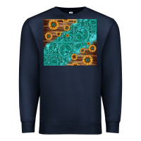 Navy Tooled Leather And Sunflowers Premium Sweatshirt - Jasminsmagicworld