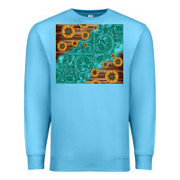 Ocean Blue Tooled Leather And Sunflowers Premium Sweatshirt - Jasminsmagicworld
