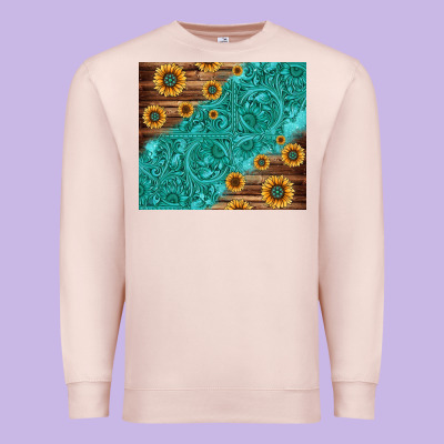 Tooled Leather And Sunflowers Premium Sweatshirt Designed By Jasminsmagicworld