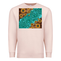 Pale Pink Tooled Leather And Sunflowers Premium Sweatshirt - Jasminsmagicworld