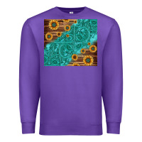Purple Tooled Leather And Sunflowers Premium Sweatshirt - Jasminsmagicworld