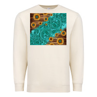 Sandshell Tooled Leather And Sunflowers Premium Sweatshirt - Jasminsmagicworld