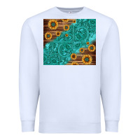 White Tooled Leather And Sunflowers Premium Sweatshirt - Jasminsmagicworld