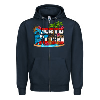 Navy puerto rico and flowers with frog Zipper Hoodie - AdoDesignShop