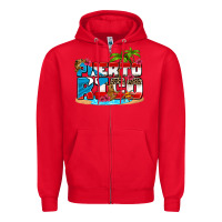 Red puerto rico and flowers with frog Zipper Hoodie - AdoDesignShop