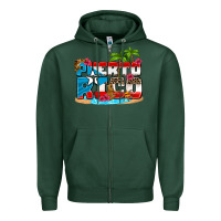Sports Green puerto rico and flowers with frog Zipper Hoodie - AdoDesignShop