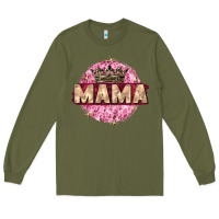 Army Green mama with round leopard Long Sleeve Tee - Zillion Design Studio