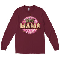 Burgundy mama with round leopard Long Sleeve Tee - Zillion Design Studio