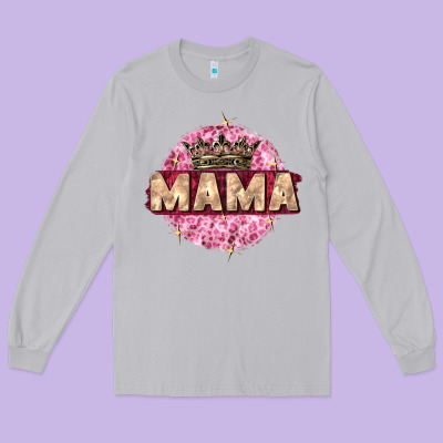 Mama With Round Leopard Long Sleeve Tee Designed By Zillion Design Studio