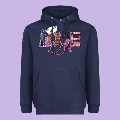 Valentine's Day Nurse Love Heavyweight Hoodie Designed By Adodesignshop
