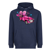 Navy truck with hearts Heavyweight Hoodie - AdoDesignShop
