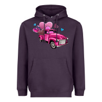 Plum truck with hearts Heavyweight Hoodie - AdoDesignShop