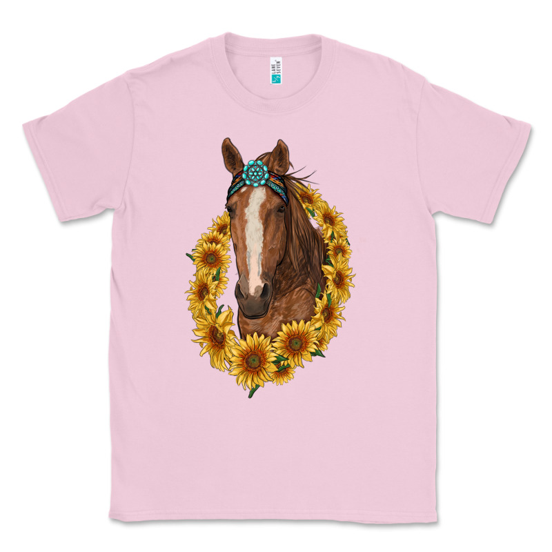 Brown Horse With Gemstone And Sunflowers Classic Tee by RanaPortraitStore | Teevron