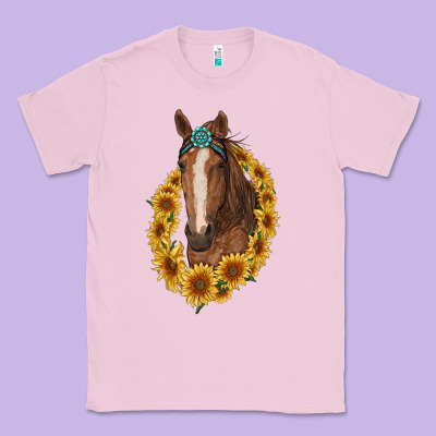 Brown Horse With Gemstone And Sunflowers Classic Tee Designed By Ranaportraitstore
