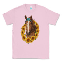 Bubblegum Pink brown horse with gemstone and sunflowers Classic Tee - RanaPortraitStore