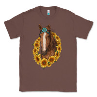 Chestnut brown horse with gemstone and sunflowers Classic Tee - RanaPortraitStore