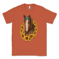 Copper brown horse with gemstone and sunflowers Classic Tee - RanaPortraitStore