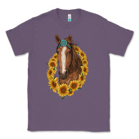 Lavender brown horse with gemstone and sunflowers Classic Tee - RanaPortraitStore