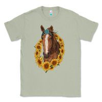 Matcha brown horse with gemstone and sunflowers Classic Tee - RanaPortraitStore