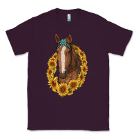 Plum brown horse with gemstone and sunflowers Classic Tee - RanaPortraitStore