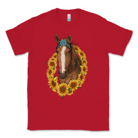 Red brown horse with gemstone and sunflowers Classic Tee - RanaPortraitStore