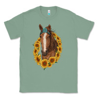 Sage brown horse with gemstone and sunflowers Classic Tee - RanaPortraitStore