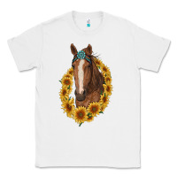 White brown horse with gemstone and sunflowers Classic Tee - RanaPortraitStore