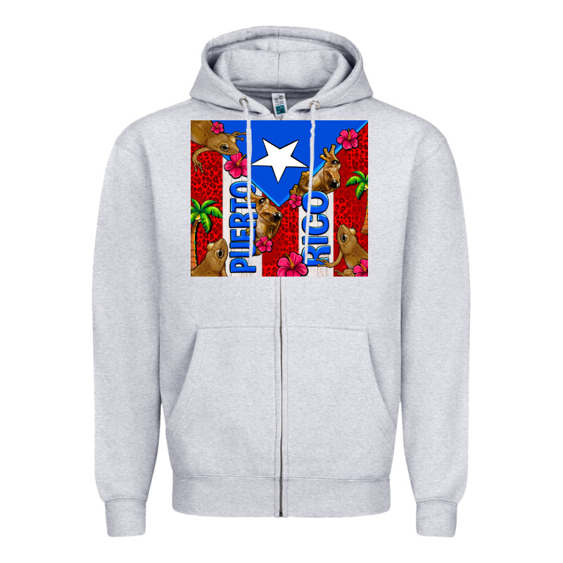 Puerto Rico Coqui Leopard Zipper Hoodie by AdoDesignShop | Teevron