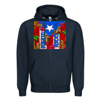 Navy puerto rico coqui leopard Zipper Hoodie - AdoDesignShop