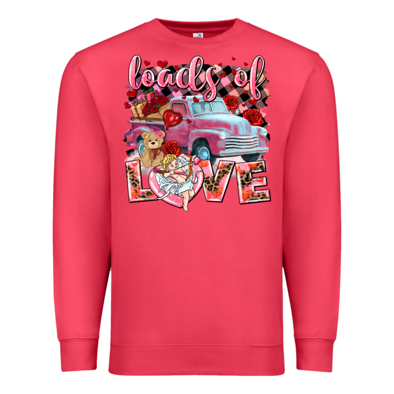 Loads Of Love Valentines Day Truck Premium Sweatshirt by NancyCooperArtShop | Teevron