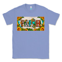 Colony Blue faith cross and sunflower license plate Classic Tee - HRA Design Shop
