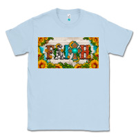 Dusty Blue faith cross and sunflower license plate Classic Tee - HRA Design Shop